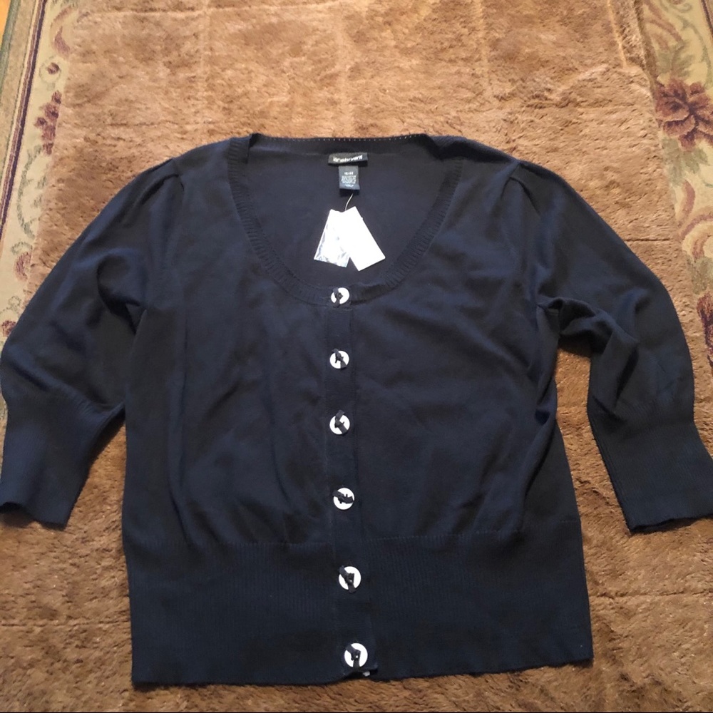 Lane Bryant Black White Sweater Buttons 18/20 NWT